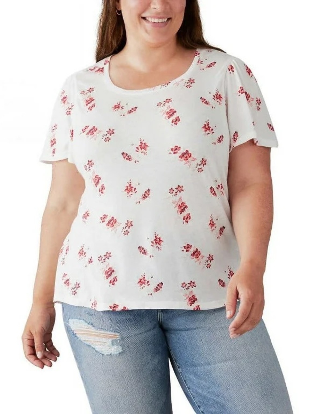 Lucky Brand Floral Flutter Sleeve Top